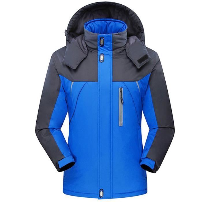Parka Homme Hiver Manteau De ?? Capuchon Col Rabattu Impermeable Vestes Kaki Bleu - Cdiscount 