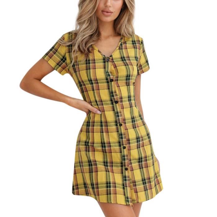 robe a carreau jaune