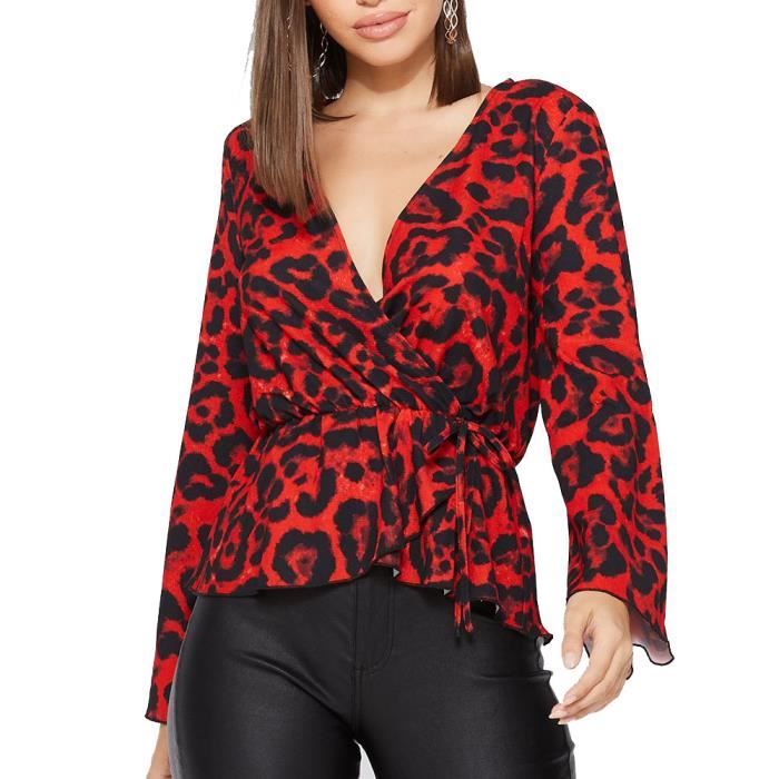 Chemisier léopard rouge clearance