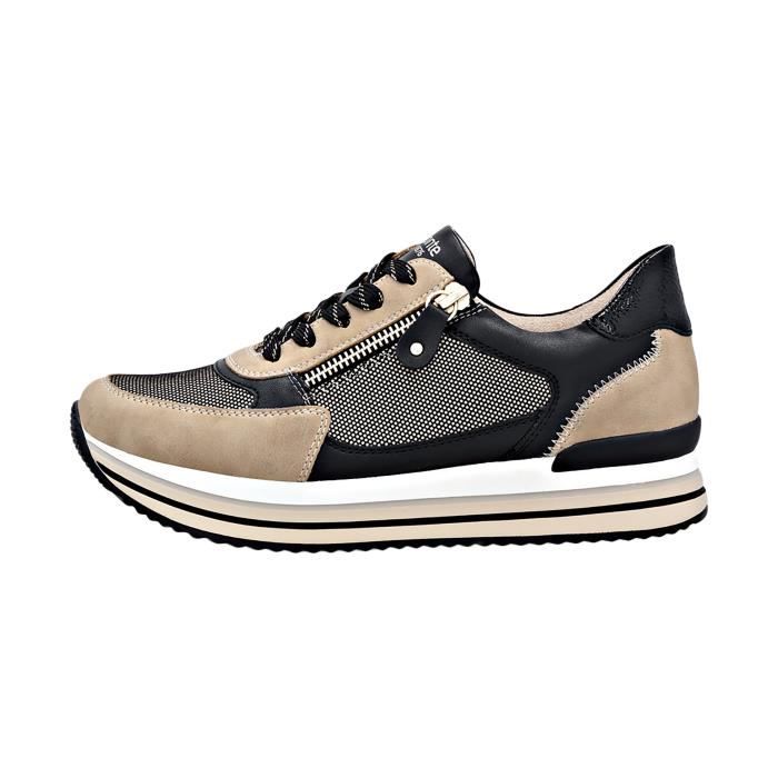 Remonte Basket à Lacets et Zip - REMONTE - Morelia - Noir - Femme - Confort Exceptionnel