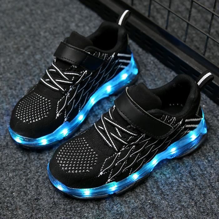 Charge USB Flash DEL Light Up Chaussures Enfant Garçons Filles Baskets Décontractées Baskets Bleu
