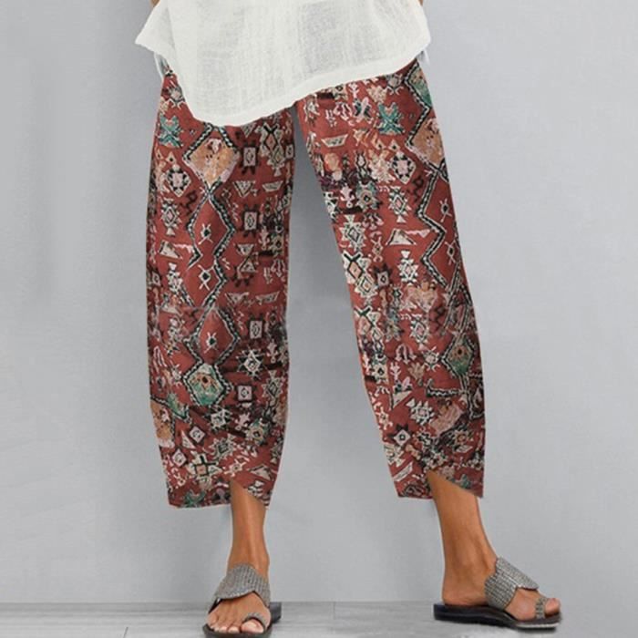 Pantalon Sarouel Pour Femme - Léger, Ample, Motifs Variés - Taille M/L Ou XL/XXXL - Viscose