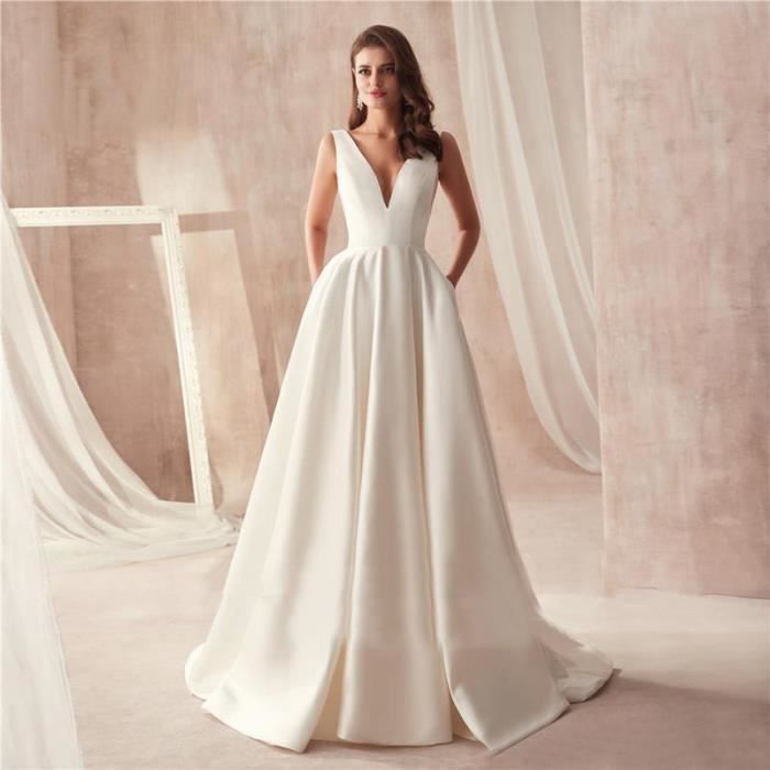 Robe de mariée store en satin de soie