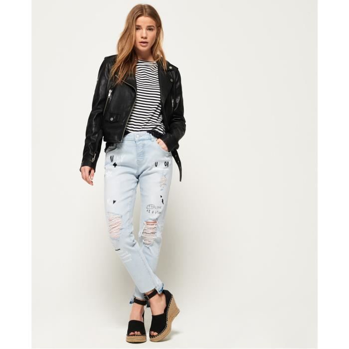 Pantalon femme Superdry Jean Riley Girlfriend bleu canyon