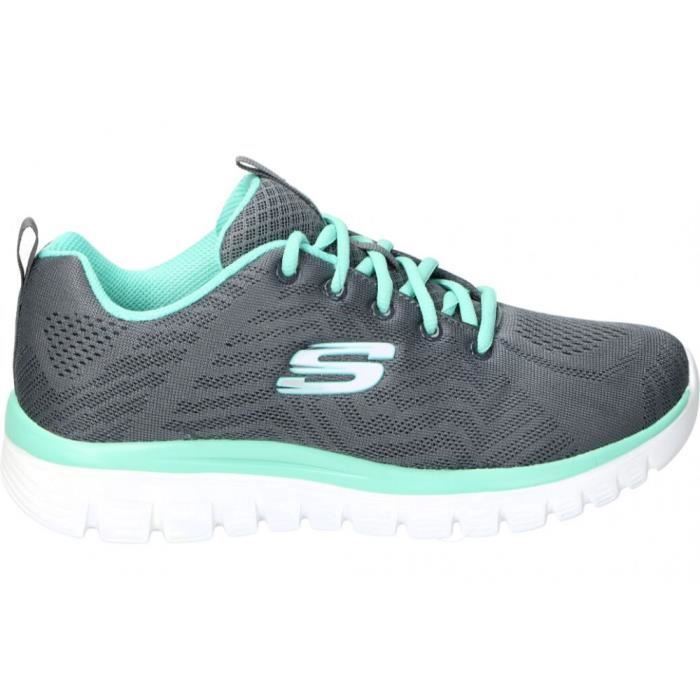 Skechers Baskets SKECHERS 12615-CCGR pour femme - Gris - Lacets - Dessus en textile