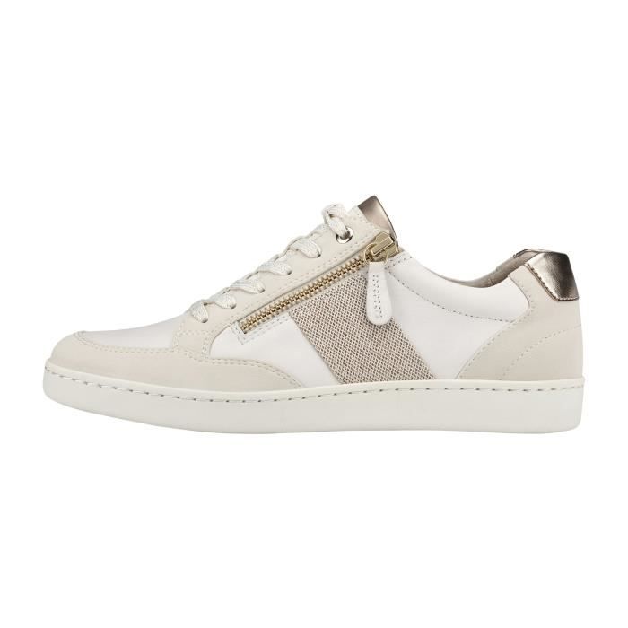 tamaris Basket Cuir Plate Tamaris - Tennis Basket Basses femme - Blanc comb