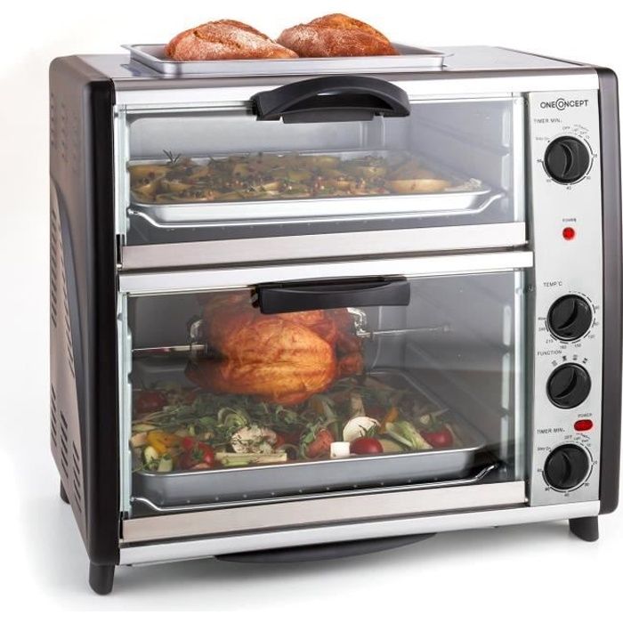 Oneconcept All You Can Eat Four Electrique Double Compartiment Avec Plaque De Grill Total 42l 28l 14l 2400w Inox Argent Achat Vente Mini Four Rotissoire Cdiscount