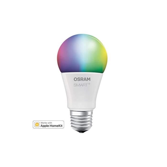 16 Millions de couleurs Forme Standard | Bluetooth OSRAM Smart+ Lot de 4 Ampoules LED Connectées Compatible Siri sur Apple & Alexa sur Android équivalent 60W Dimmable 10W Culot E27 