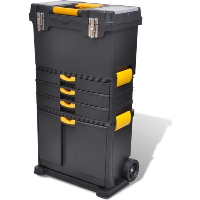 Trolley à outils - Servante - Valise de rangement Servante d’Atelier Armoires à outils Noir et jaune