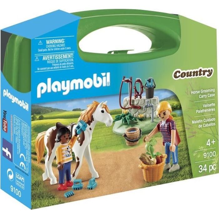 Valisette Playmobil Country Cavaliers Et Poneys.
