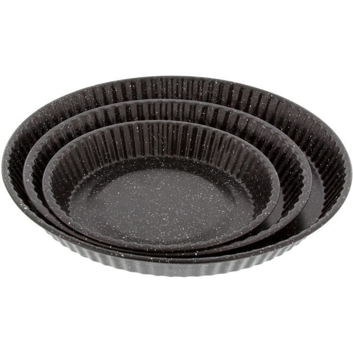 PRADEL EXCELLENCE Lot 3 moules à tarte 20, 24, 31 cm premium - Façon pierre  - Cdiscount Maison