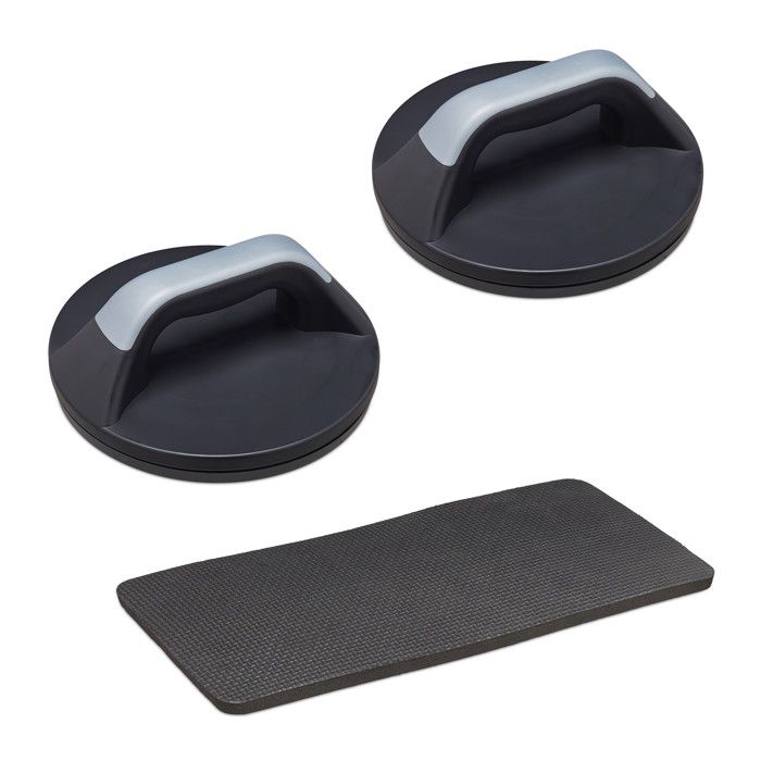 Relaxdays Lot De 2 Poignées De Pompe Rotatives Avec Tapis – Home Gym, Callisthénie, 110kg Max, Gris