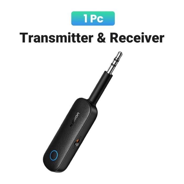 OcioDual - Adaptateur Bluetooth Pour Voiture Sans Fil | Récepteur Audio 3.5mm, Micro Intégré, Recharge USB