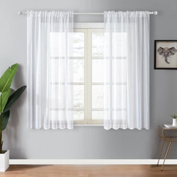 Lot De 2 Voilages En Lin Demetex 137 X 213 Cm – Avec Passe-tringle, Tissu Léger Filtrant La Lumière – Pour Salon, Chambre (couleur Lin)