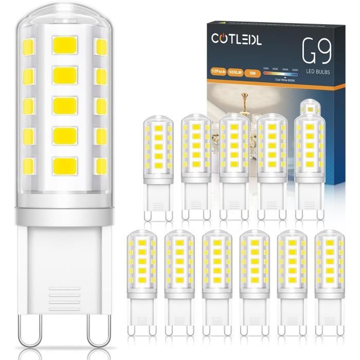 Ampoule Led G9 Blanc Froid 6000K,5W,500Lm,Équivalent 50W Halogène Lampe