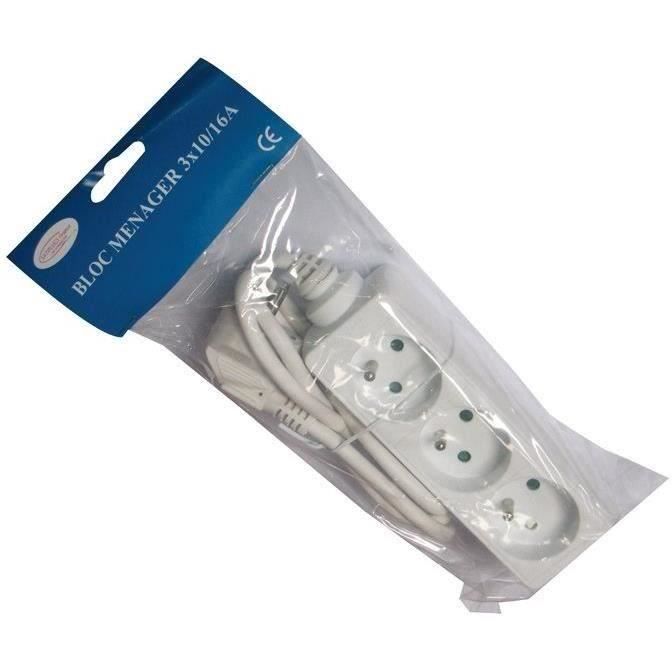 Bloc multiprises - 3 prises avec terre - 16 A
