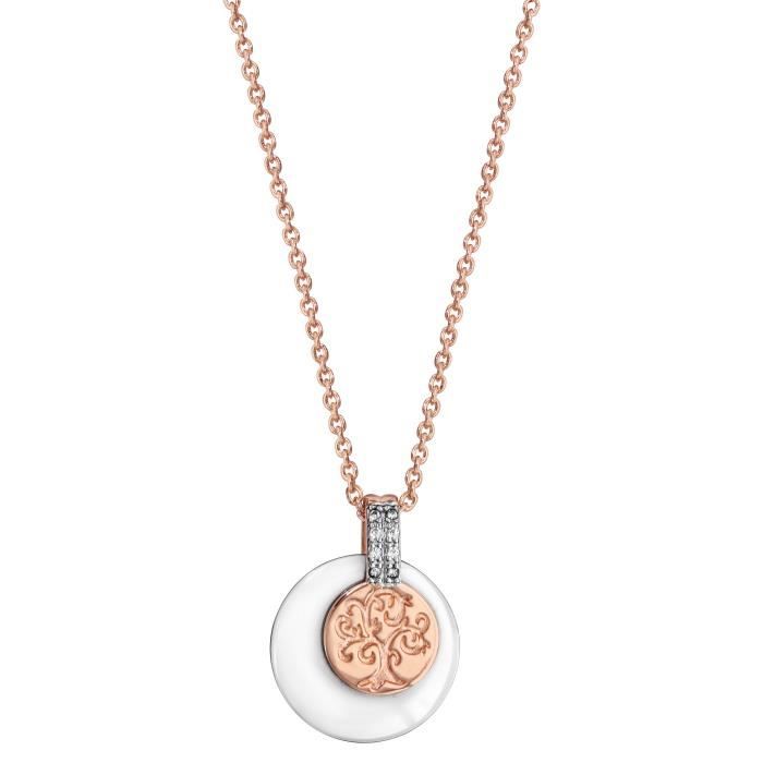J.Ros/ée Argent 925 Bijoux Femme//Fille Cadeaux Saint Valentin pour Femme avec Paquet ExquisLarbre de Vie Collier 5A Zirconium cubique Blanc Cha/îne 45+5cm