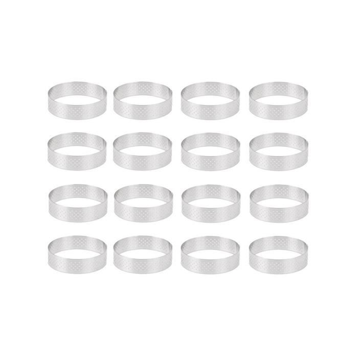 10 Cercles à Tarte En Acier Inoxydable - Diamètre 7 Cm - Avec Trous D'aération - Pour Mousses, Quiches, Desserts