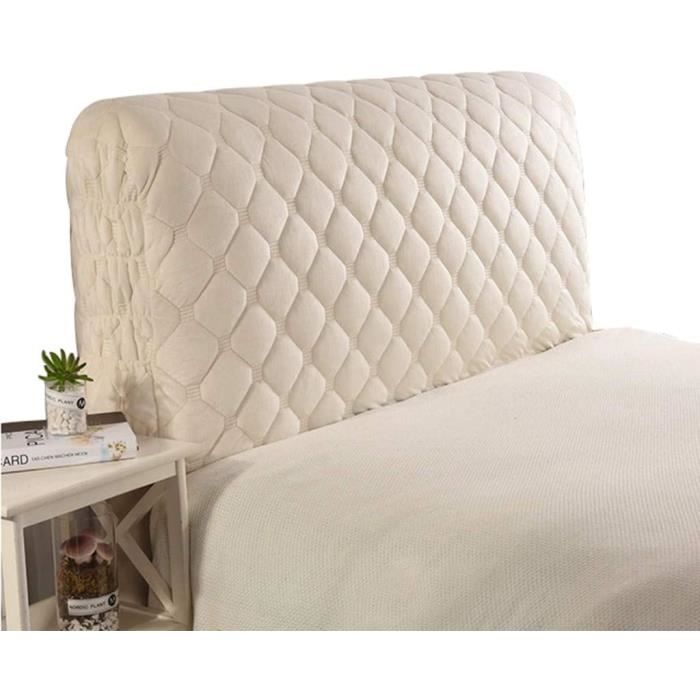 Housse De Tête De Lit Extensible 180cm - Élastique Anti-Poussière Beige - Pour Lit 170-190cm