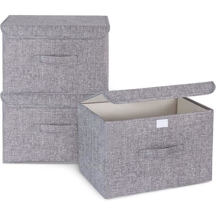 Kanguru Lot De 2 Boîtes De Rangement Avec Couvercle 40x50x25 Cm - Grand Format Cuir - Rangement Vêtements Et Maison