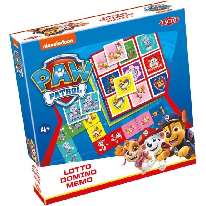 Jeux de société - TACTIC - Paw Patrol 3 en 1 : Mémo, Lotto, Domino ...