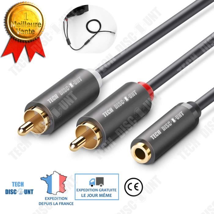 WORLDBOYU Câble Audio 3 En 1 : USB-C / Lightning / 3.5mm Vers RCA - Adaptateur HiFi Pour IPhone, IPad, Haut-Parleurs (1.8m)