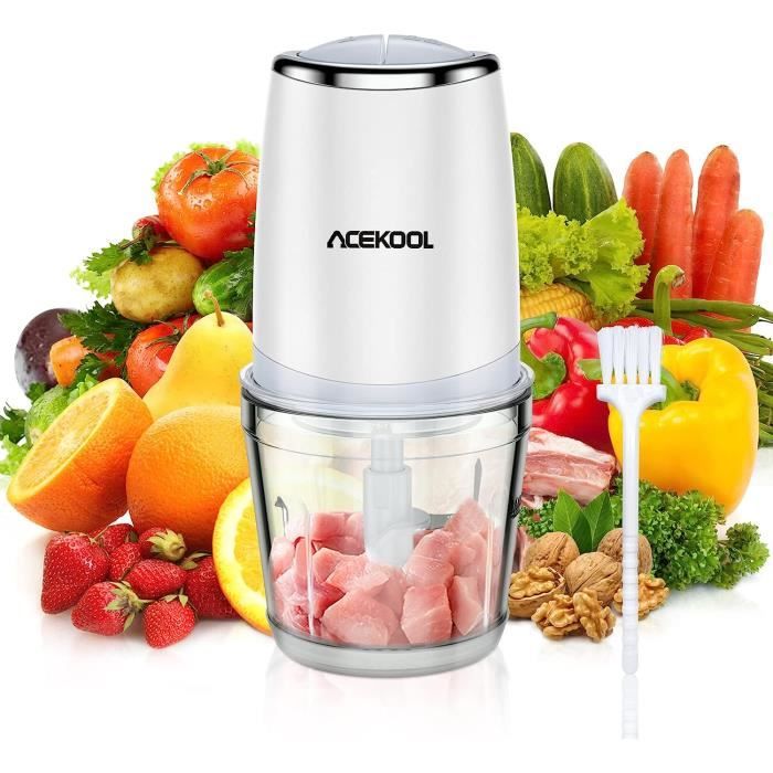 Hachoir Électrique Daewoo - Bol Verre 1L - 4 Lames Inox - Moteur 500W - Anti-dérapant - Parfait Pour Légumes, Salsa, Houmous