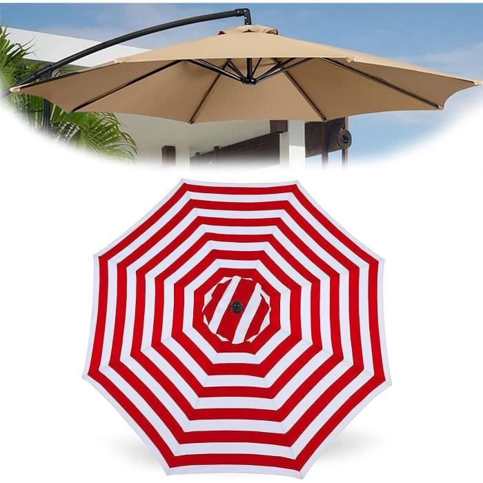 Housse De Remplacement Parasol 2.7m - 6 Baleines - Anti-UV Et Imperméable - Blanc, Noir, Vert, Rouge