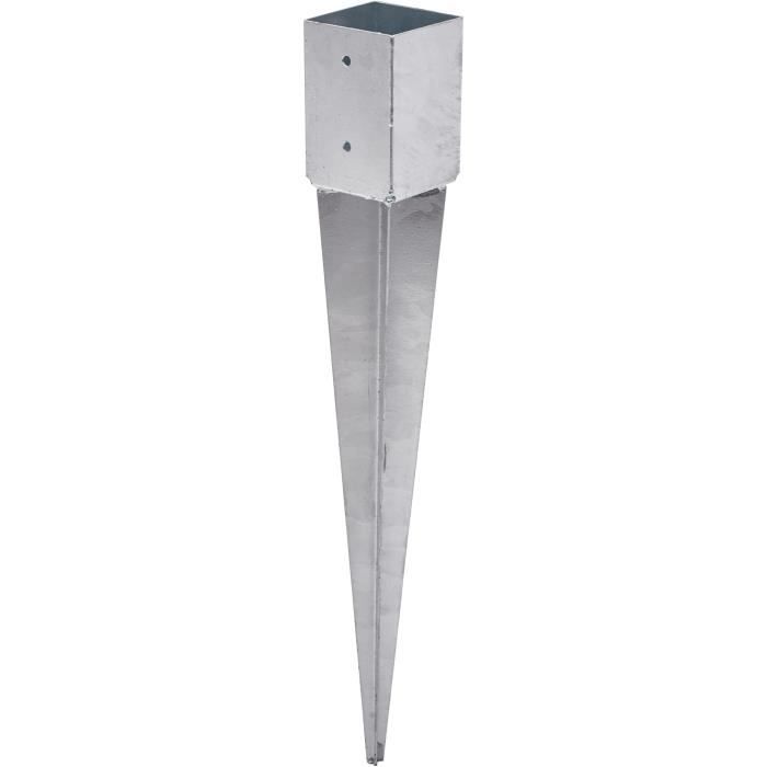 Support de poteau - Douille de fond - 101 x 101 mm - Longueur 750 mm - Galvanisé à chaud - Pour poteaux en bois carré - Douille de s