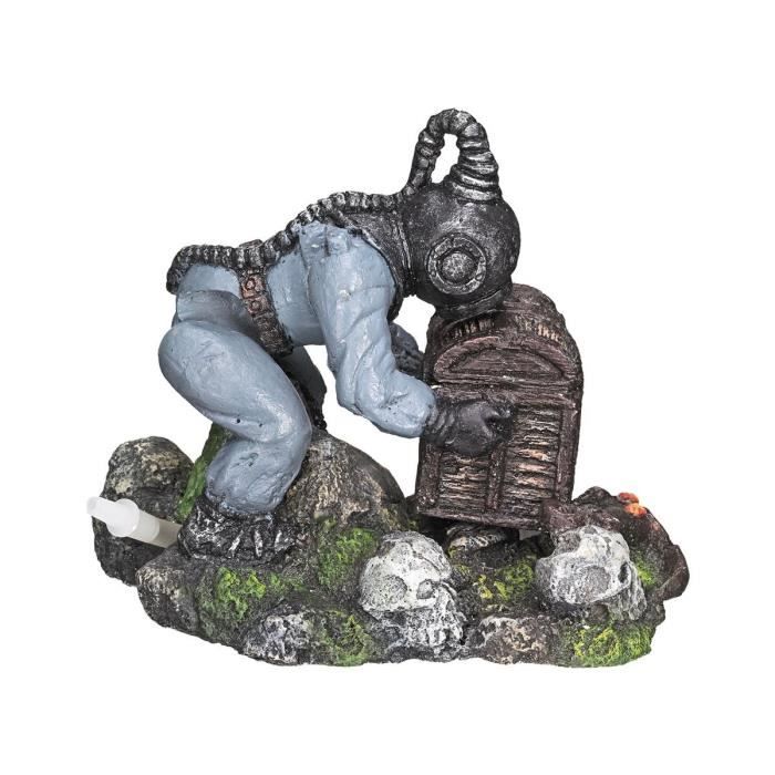 Comparer les prix de Décoration pour aquarium - NOBBY - Aqua Deco Diver W/ Treasure Box - Peinte à la main - Gris