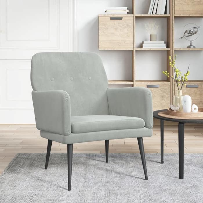 vidaXL Fauteuil Gris clair 62x79x79 cm Velours 351404