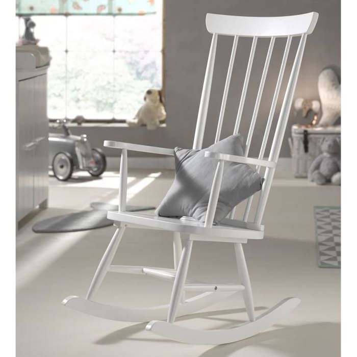 Chaise à bascule - VIPACK - Rocky - Bois massif - Blanc - Confortable et élégante