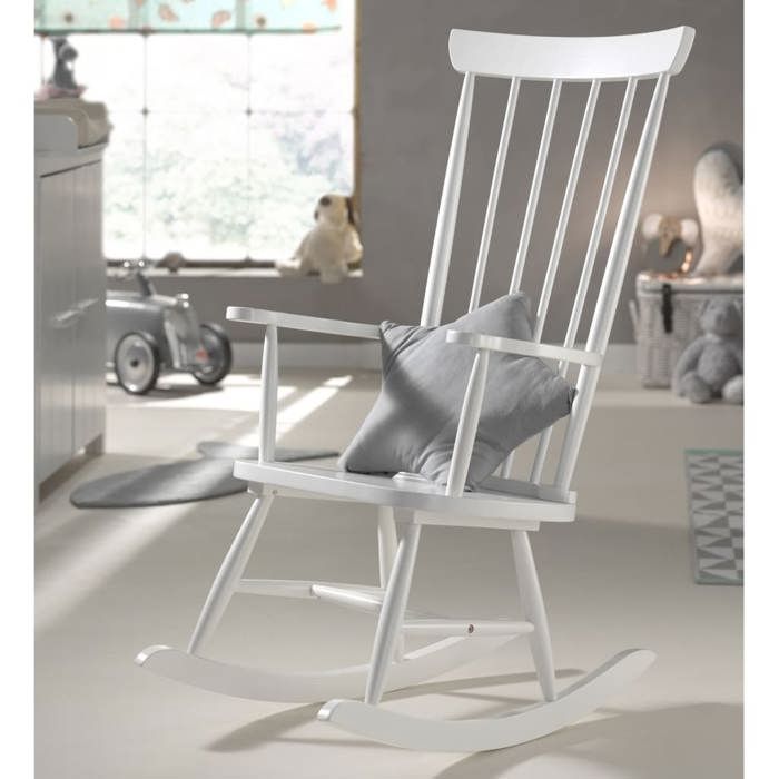 Chaise à bascule Rocky en bois massif, dotée d'un design vintage, de
