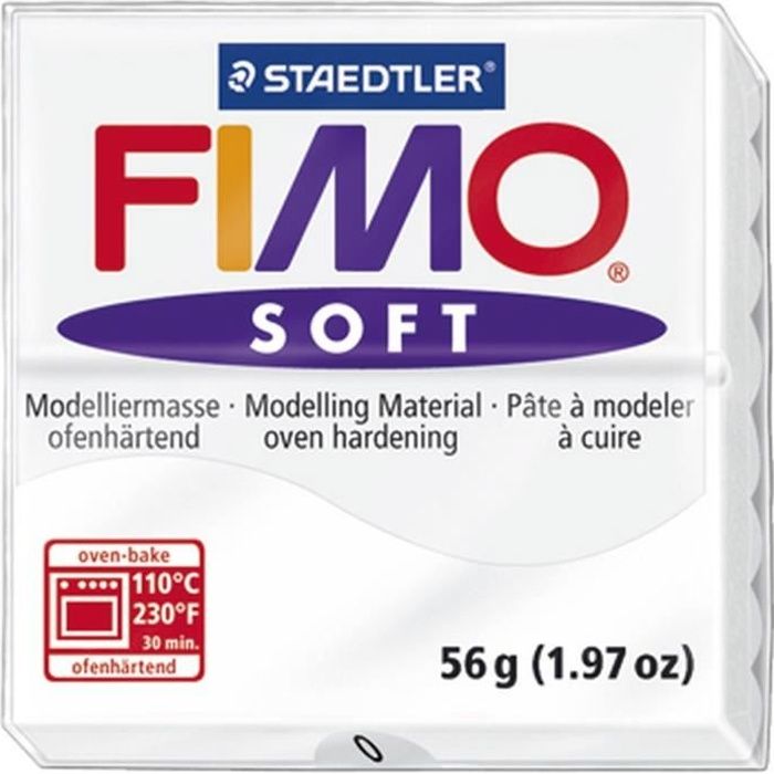STAEDTLER Pâte à modeler à cuire Fimo Soft bloc 56 g blanc