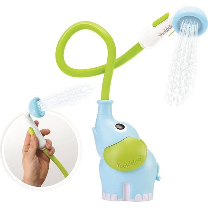 YOOKIDOO - Douchette Bain Éléphant Bleu - Jouet Bain bébé - Jeu Bain et Douche Yookidoo - Eveil des sens -