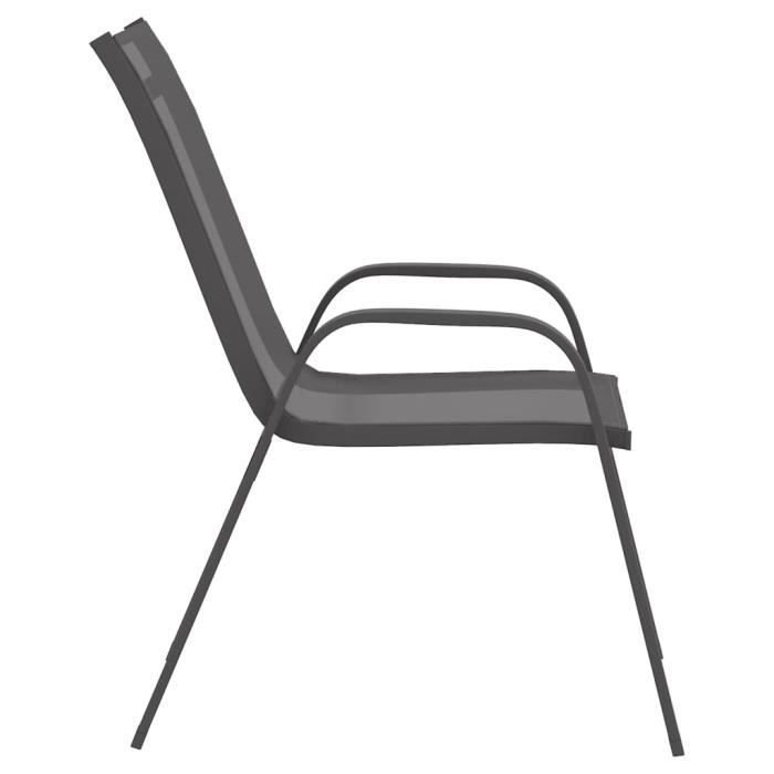 rho - chaises de jardin - chaises empilables de jardin 2 pcs gris tissu textilène - haute qualite - dx0189