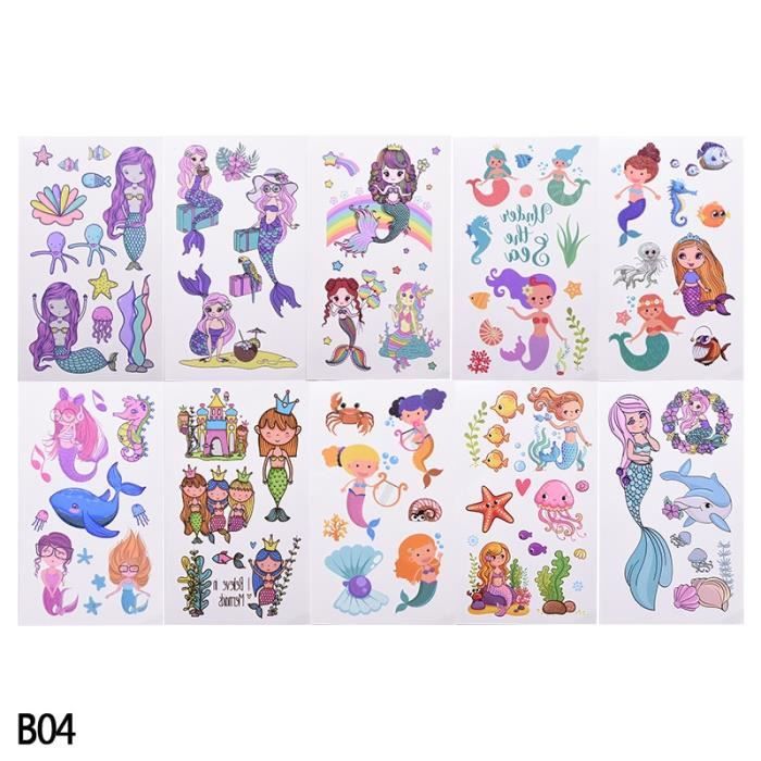 B04 10 Feuilles Ensemble Enfants Mignon Dessin Anime Animal Temporaire Tatouage Autocollants Bebe Douche Enfants Corps Maquillage A Cdiscount Jeux Jouets