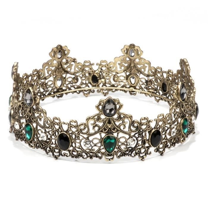 Fairyu Couronne et diadème baroque vintage pour mariée gothique avec strass noirs pour femmes et filles