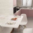 Table pliable de cuisine en bois - Construction robuste - Peinture de surface de piano - Blanc-1