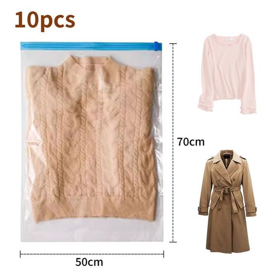Lot De 10 Sacs Sous Vide Pour Vêtements, Sacs De Rangement Sous Vide, Sacs De Rangement