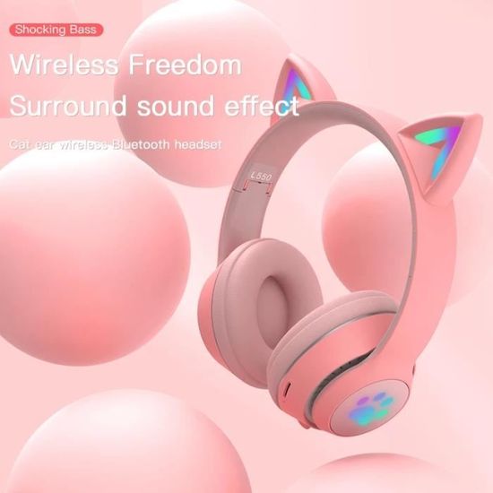 Ysilla Casque Bluetooth sans fil , casque Bluetooth oreille de chat, casque  stéréo pliable avec lumière LED/microphone-Violet - Cdiscount TV Son Photo
