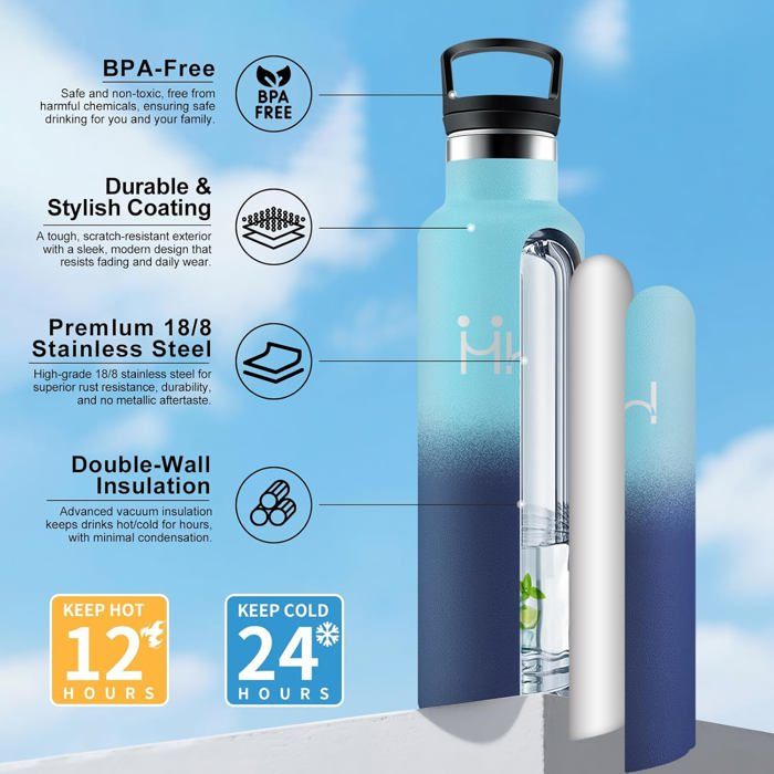 Gourde Isotherme, sans BPA, Gourde Isotherme 750 ML, Double Paroi