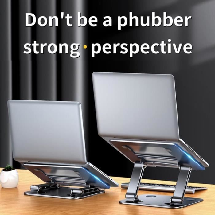 Support pliable et réglable pour ordinateur portable en aluminium noir