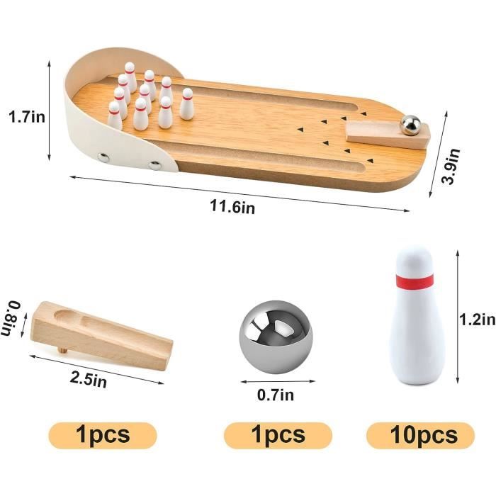 Tabletop Mini Bowling Game Set Funny White Elephant Gifts for Adults Wooden Set for Home Office Desk Toys Stress Relief Gadgets