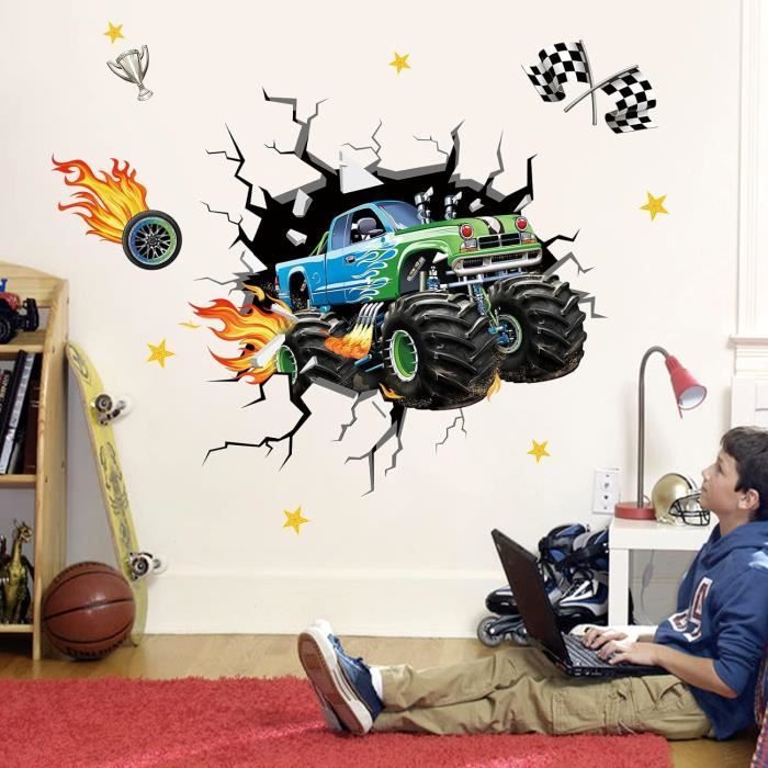 Stickers Muraux 3D Voiture De Course Autocollant Mural Sport Garcon  Décoration Murale Chambre Enfants Salle De Jeux[J135] - Cdiscount Maison