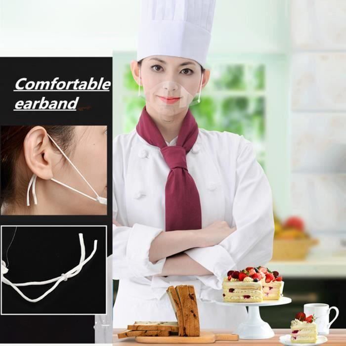 10 Masques Transparents Réutilisables - Anti-buée Et Anti-éclaboussures - Pour Cuisine, Restauration, Services Alimentaires