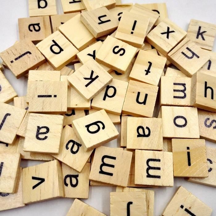 Lot de 200 Dalles en Bois Alphabet Scrabble Lettres Scrabble Lettres Lettres  Crafts pour l'artisanat Artistique, l'éducation de l'apprentissage pour :  : Jeux et Jouets