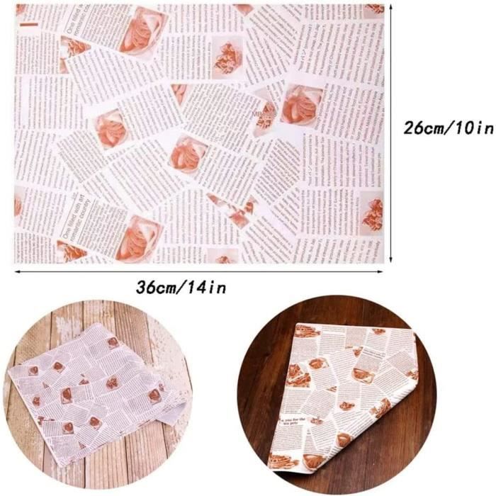 50 Blatt Lebensmittelpapier Rosa Gestreift - Fettbeständig Für Sandwich & Burger