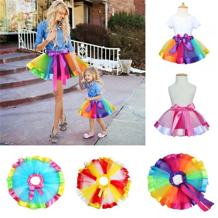 Jupe arc en ciel en tulle pour mere et fille Adulte Blanc Blanc Cdiscount Pret a Porter