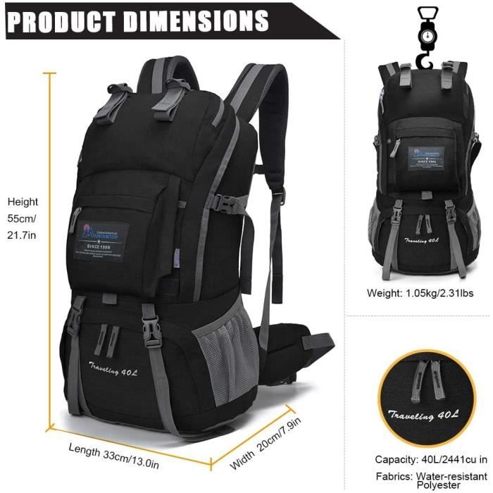 MOUNTAINTOP 40L Sac Dos de Randon e Homme Femme Sac au Dos